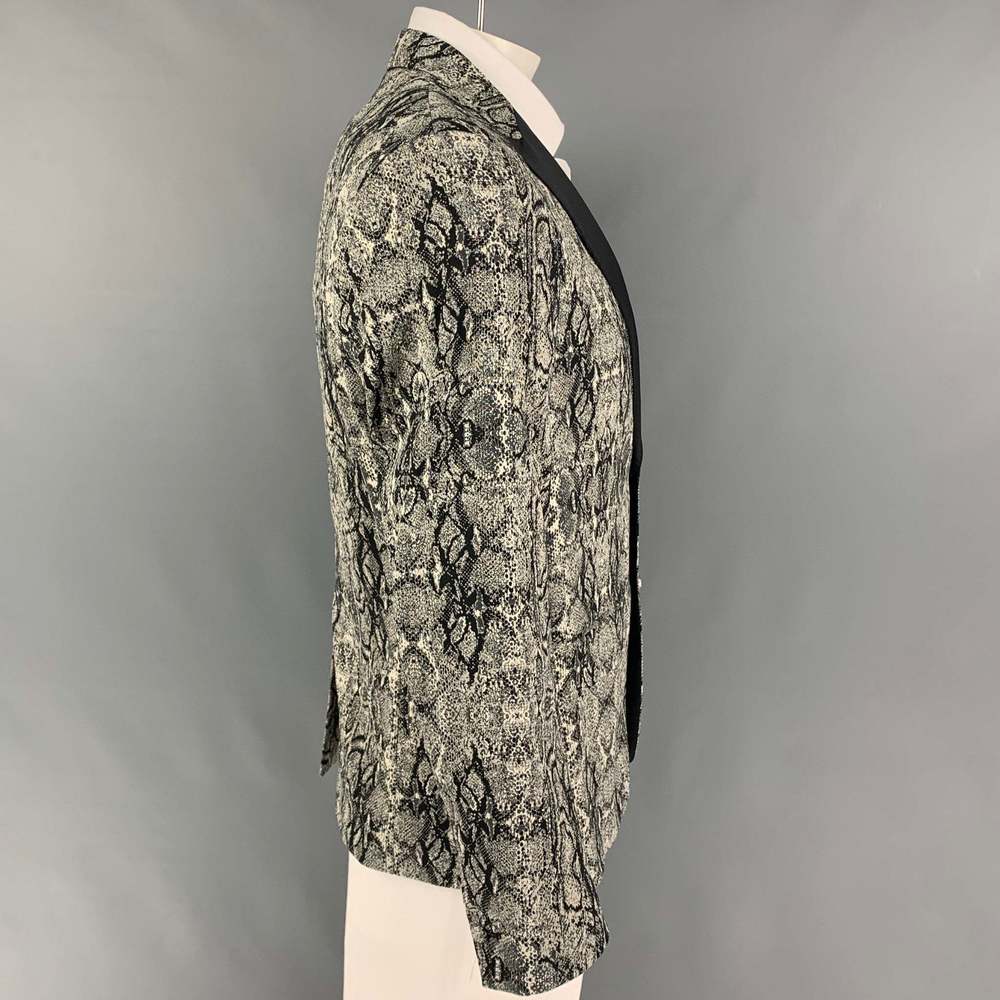 JUST CAVALLI Grey Black Snake Skin Print Cotton Blend Peak Lapel Sport Coat - Picture 2 of 7